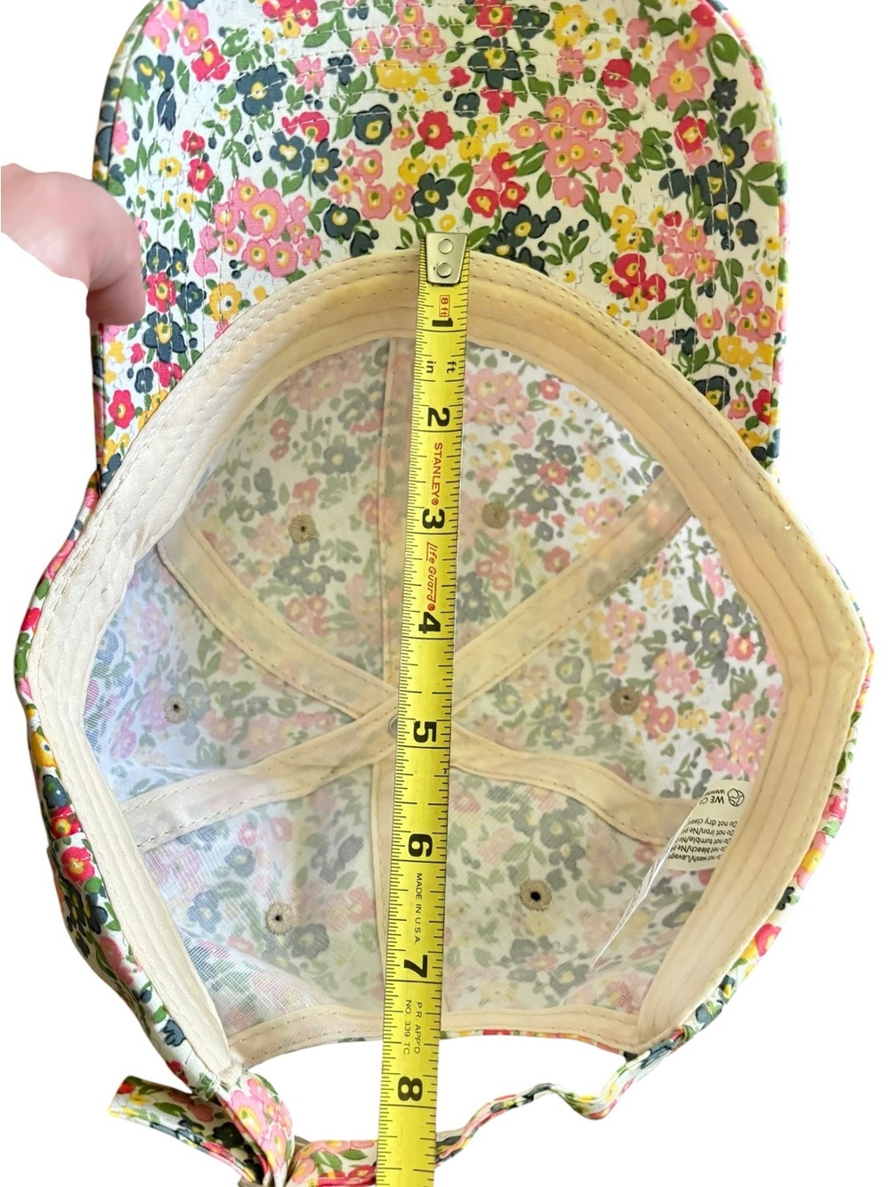 Women’s OS Adjustable Whimsical Floral Print Baseball Cap - Pink & Green - Picture 5 of 8